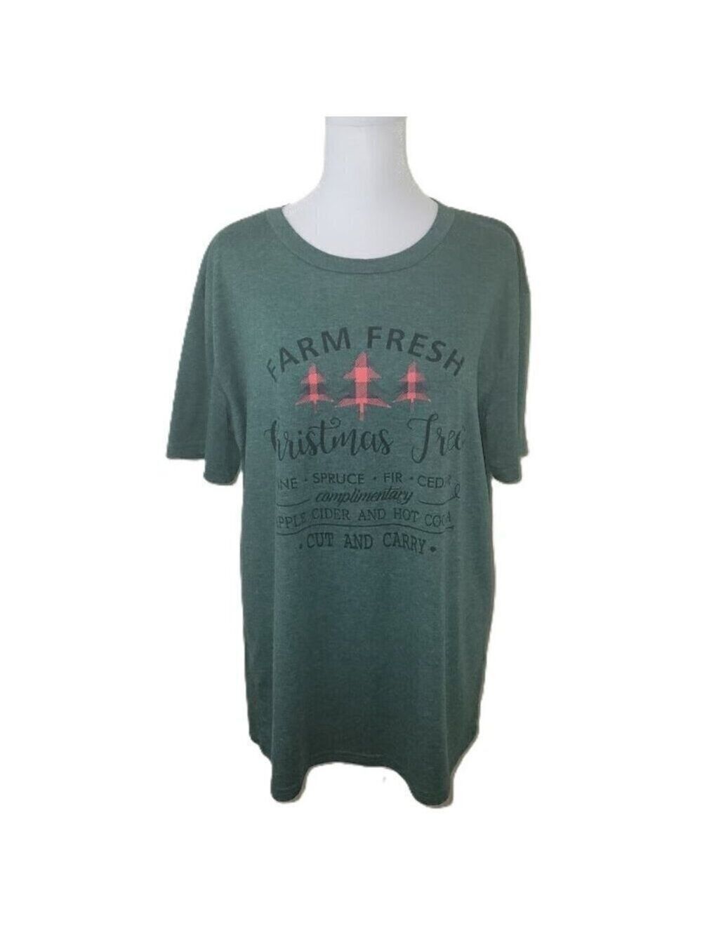 Merry Christmas 2 Short Sleeve T-Shirt Gray & Green Xmas Women's Size XL - Picture 10 of 16